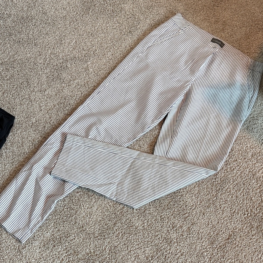 Women’s Slim Stretch Chinos in White with Black Micro-Check